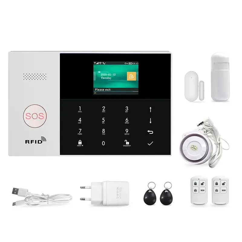 Anzhiyi Tuya WIFI GSM Wireless Alarm Remote Control Monitoring Smart Burglar SOS Button Hot Selling Home Security Alarm System