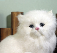 Chats en peluche blancs, modèles d'animaux à crocs réalistes, poupées de chat persan réalistes faites à la main