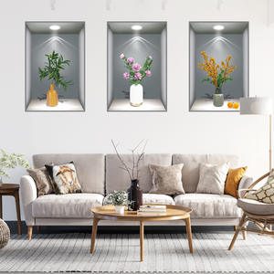 Effet 3D plante en pot <span class=keywords><strong>triptyque</strong></span> peinture escalier décoration peinture hôtel Restaurant mur plante autocollants chambre salon - Product Image 5
