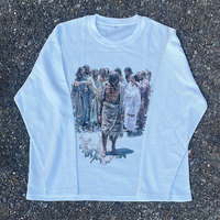 T-shirts à col rond en coton 100% personnalisés Huili OEM pour hommes, imprimés à l'écran, en tricot gaufré, à manches longues, fabriqués par le fabricant
