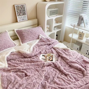 Bán Buôn Sherpa Dày Mờ Ấm Mềm Lớn Ném Giường Sofa Flannel Sherpa Lông Cừu Chăn Trong Vòng 4Kg - Product Image 3