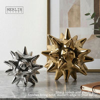Ornements en céramique mate Merlin Living pour la décoration intérieure, décoration en céramique en forme d'oursin, usine de céramique de Chaozhou, vente en gros