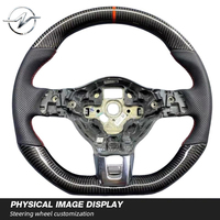 Volant sport en cuir et fibre de carbone avec LED à 3/4 rayons personnalisé YZ pour Volkswagen Mk6 Series GTI