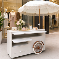 Carrito Móvil Plegable Elegante con Puertas para Guardar Sombrillas, Ideal para Bodas, Eventos de Comida, Exhibiciones de Dulces, Cafeterías y Venta Minorista