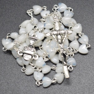 Regalo <span class=keywords><strong>de</strong></span> bautismo favores blanco Chapado en <span class=keywords><strong>plata</strong></span> corazón rosarios <span class=keywords><strong>de</strong></span> cuentas <span class=keywords><strong>de</strong></span> acrílico favores/Decenarios - Product Image 2