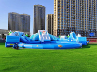 Grand parc aquatique commercial d'extérieur, toboggan gonflable amusant pour enfants, toboggan gonflable avec piscine