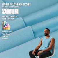 Tissu tricoté 95 % polyester 5 % élasthanne 170 GSM, soie de lait brossée simple, prix de gros, pour t-shirts, jupes, pyjamas, gilets d'été