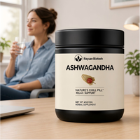 Complément alimentaire : Extrait de racine d'Ashwagandha, feuilles entières et poudre d'Ashwagandha végétalienne avec Rhodiola pour l'énergie et le soutien du sommeil des adultes