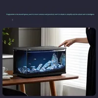 Akuarium Meja Pintar YEE Smart Desktop Aquarium Pro, Tangki Ikan Kaca Ultra Jernih, Pengumpan Otomatis, Lampu Dapat Diredupkan, Filtrasi Basah Kering untuk Rumah & Kantor
