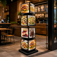 Présentoir Rotatif Personnalisable à LED pour Menu, Boîte Lumineuse Cubique à 4 Niveaux, Affichage Rotatif