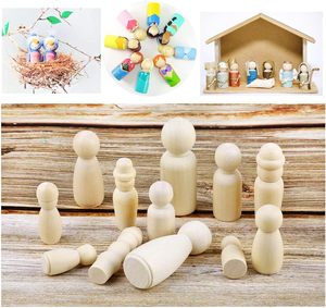 Peg en bois poupée ensemble personnes inachevées peinture <span class=keywords><strong>grande</strong></span> famille peint bricolage artisanat bébé jouets figurines mariage fête d'anniversaire décoration - Product Image 5