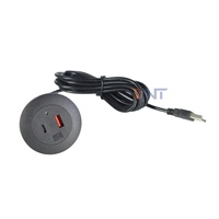 Prise de courant encastrée en plastique pour table, 1 port USB-A et 1 port USB-C, indice de protection IP44, courant 16A