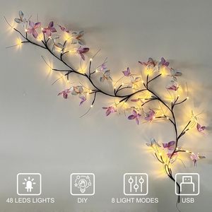 Tsinye ha incantato la vite del salice le luci con la decorazione romantica della farfalla inseriscono per la decorazione del camino di natale della parete - Product Image 4