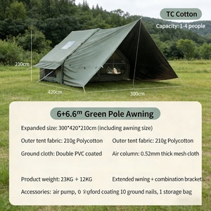 Tente pneumatique portable d'extérieur quatre saisons imperméable 2000-3000 mm pour une tente gonflable à un seul salon à gonflage rapide - Product Image 2