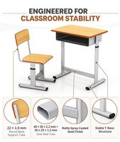 Mobilier scolaire, chaises de classe, tables, ensemble chaise-bureau, table d'étude pour enfants, table réglable en métal, écologique, durable, moderne