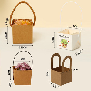 Papier kraft en gros, boîte à fleurs pliante carrée portable personnalisée, épaisse, avec impression UV - Product Image 4
