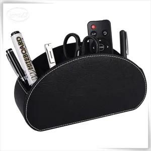 2024 fashion High-grade luxury PU leather remote control caddy holders for home and office