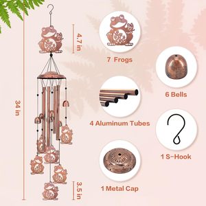 Frog Wind Chimes Outdoor Frog for Women/Men/Mom/Wife/Grandma Birthday <b>Gifts</b> <b>Memorial</b> <b>Gift</b> Metal WindChime - Product Image 3