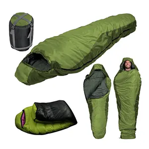 Tragbarer Doppel reiß verschluss Camping Wandern atmungsaktive hohle Baumwolle gefüllt wasserdichte Mumie Stil Spleißen Einzels chlafsack