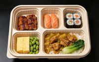 Contenants alimentaires écologiques en pulpe de bambou à 5 compartiments, boîtes à emporter jetables compostables