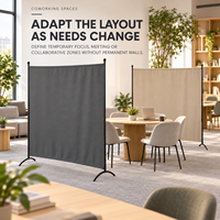 Paravent de bureau 180x180cm avec structure en tube d'acier de 19mm, tissu polyester 180g et pieds en arc pour bureaux à plan ouvert