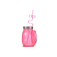 Gobelet à jus réutilisable en PETG de 24 oz en forme de flamant rose, étanche, avec couvercle et paille, en plastique écologique, couleurs personnalisables, pour fêtes en extérieur