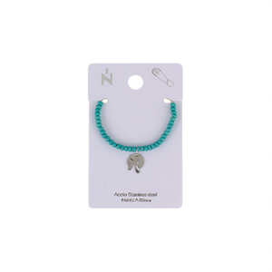 Bracciale in acciaio inossidabile con perline monocolore e cordoncino elastico, fatto a mano - Product Image 2