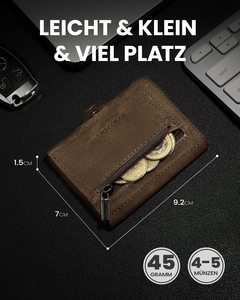 Thumbs-up trifold người đàn ông ngắn RFID chặn Ví thẻ tín dụng chủ sở hữu ví RFID Ví nam ví da - Product Image 4