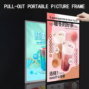 Ultra-thin LED pull-out light box indoor hanging tempered glass billboard luminous <b>display</b> <b>stand</b> poster advertising light box - Product Image 4