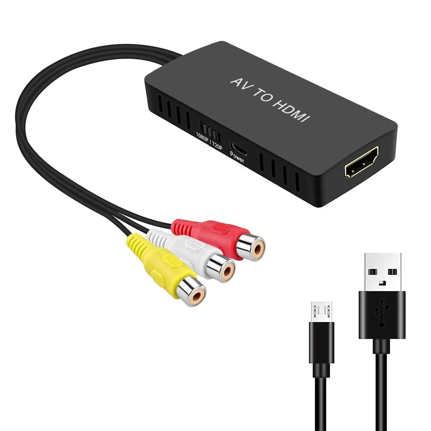 RCA to HDTV Converter AV to HDTV Adapter Composite to HDTV Adapter Support 1080P PAL/ NTSC Compatible with WII/WII U