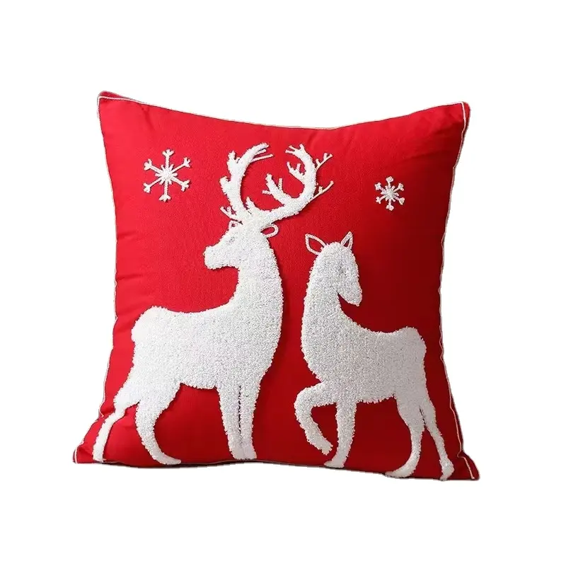 2023 Red Christmas Day Decoração Almofada Sofá Jogar Capa de Almofada Home Decor Bell/Elk/Snowflake/Papai Noel Designs Almofada