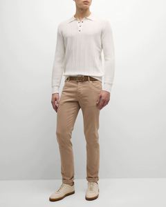 Pull polo en tricot côtelé à manches longues décontracté d'affaires personnalisé Pull en tricot respirant pour hommes - Product Image 3