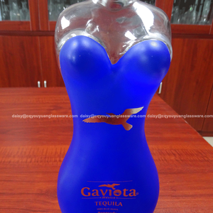 Botella de Licor Transparente Lady Shape para Vodka, Whisky, <span class=keywords><strong>Tequila</strong></span> de <span class=keywords><strong>Agave</strong></span>, en Colores Blanco, Rojo y <span class=keywords><strong>Azul</strong></span> - Product Image 5