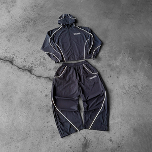 Fashion Design <b>Zip</b> <b>Up</b> <b>Jacket</b> And Nylon Pants Sweatsuit 3m Reflective Windbreaker Tracksuit For Men Custom Jogger Windbreaker Set - Product Image 1