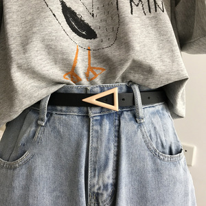 <span class=keywords><strong>Ceinture</strong></span> en <span class=keywords><strong>cuir</strong></span> pour <span class=keywords><strong>femme</strong></span>, style coréen, <span class=keywords><strong>tendance</strong></span>, décontractée, triangle, avec boucle en alliage - Product Image 2