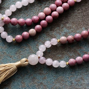 Collier Malas Bohème 108 Perles en Améthyste et Strass, Longue Pampille Spirituelle, Fait Main, pour Amoureux, Yoga, Perles de 8mm - Product Image 3