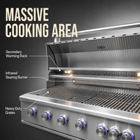 Barbecue à gaz encastrable haute capacité à 6 brûleurs en acier inoxydable avec une surface de cuisson massive et un contrôle précis de la température