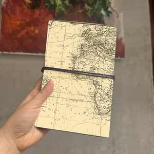 Máy tính xách tay giấy A6 dày tuyệt vời cho các ghi chú truy cập trang web của kiến trúc sư và ghi chú kế hoạch chi tiết với lưới bản đồ thế giới thời trang cũ - Product Image 3