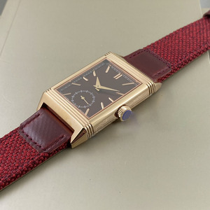 Reverso <b>Watch</b> Classic Red Dial Luxury Gold <b>case</b> Leather Strap Retro Luxury Designer Custom Double-sided <b>Watch</b> - Product Image 3