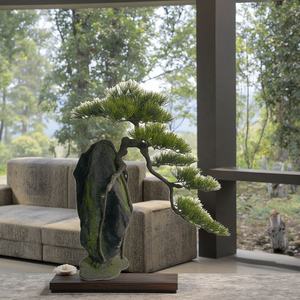 Bienvenue à la maison décoration intérieure avec pin vert bonsaï Pot de fleur en plastique Simulation plante artificielle pour la maison - Product Image 2