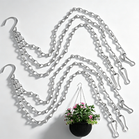 Uiyicil Chaîne combinée argentée à 3 brins avec crochets de suspension pour pot de fleurs, abreuvoir pour oiseaux, nichoir, lanterne, carillon éolien, ornement de jardin 3LT*YS*50CM