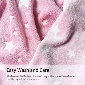 OEM ODM Brilla en la oscuridad Estrellas Manta Mantas Textura de punto luminoso Coral Fleece Mantas para niños - Product Image 4