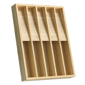 Bamboo Drawer Organizer Rectangular 18L Compartmentalized <b>Storage</b> <b>Box</b> For <b>Kitchen</b> Bedroom Tableware Silverware - Product Image 1
