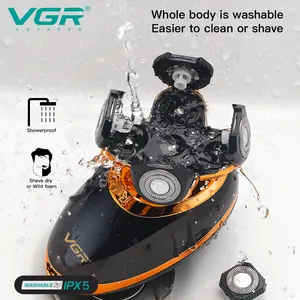 VGR V-316 5 Inb1 5d צף רוטרי מכונת גילוח Mens פנים & ראש מכונת גילוח האף גוזם עמיד למים חשמלי נטענת מכונת גילוח גברים