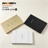 Prise murale BAOBEN de type 120 avec voyant lumineux bleu, adaptée aux foyers, aux hôtels et aux bureaux.