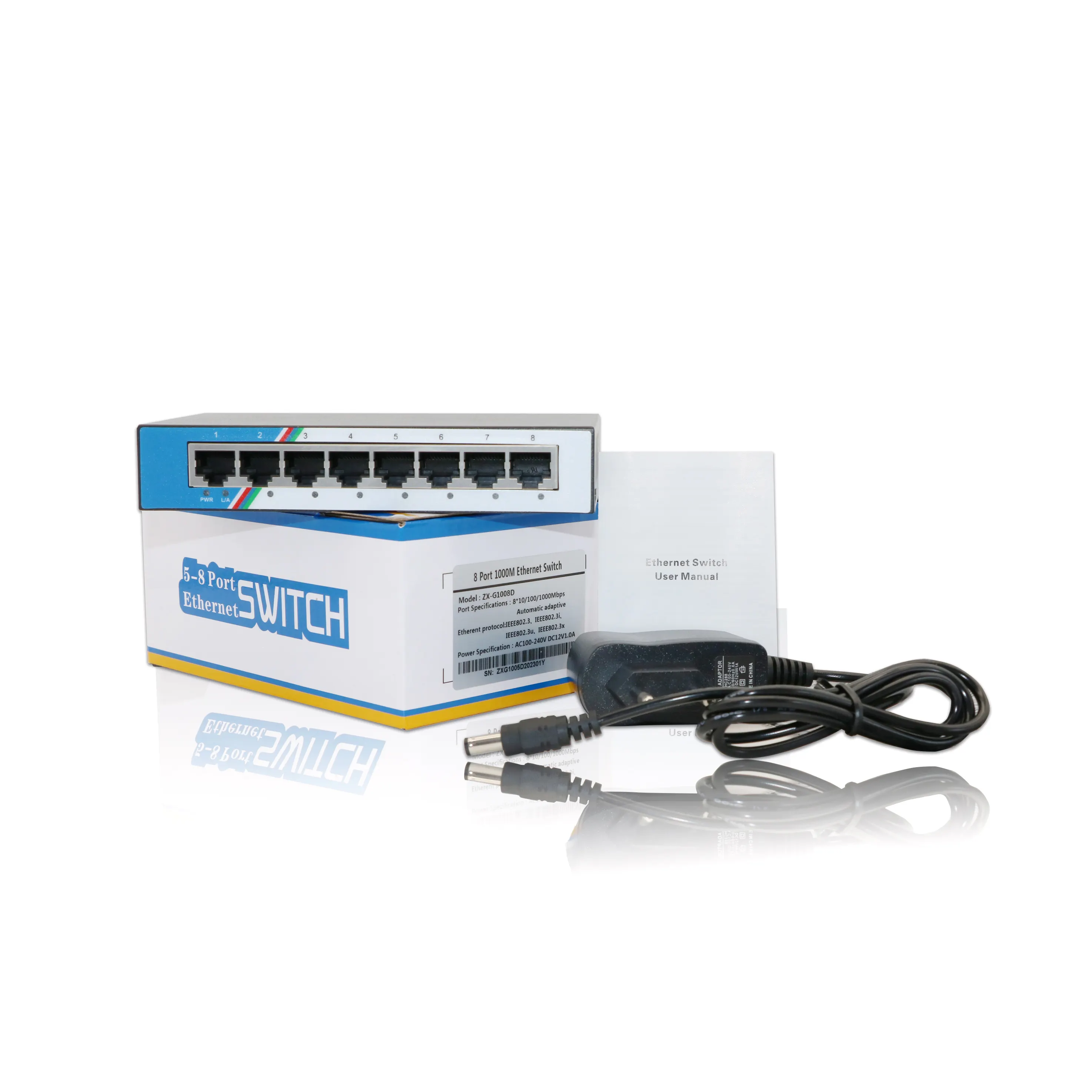 Factory OEM 8 Port Network Switch Desktop Rj45 Ethernet Switch 10/100/1000mbps Lan Hub Switch 8 Ports