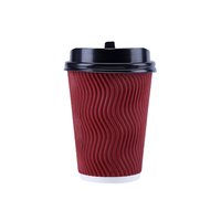 Tasses à café murales ondulées 4oz 8oz 12oz personnalisées avec logo d'estampage en feuille d'or Volume 500ml Tasses en papier chaud