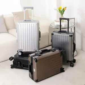 Aluminium Carry on Pilot Luggage with TSA Lock Multi Size Black Spinner Aluminum Case Unisex Hard Handle Suitcases Luggage