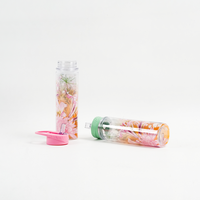 Bouteille d'eau portable créative en plastique avec bec verseur et paille, motif floral personnalisé, pour femmes et enfants, idéale pour les sports de plein air et la consommation directe