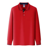 Polo Homme à Manches Longues Personnalisé avec Logo, Été, Coton 220g, Couleur Unie, Piqué Vierge, Broderie Polyester et Sergé, ODM
